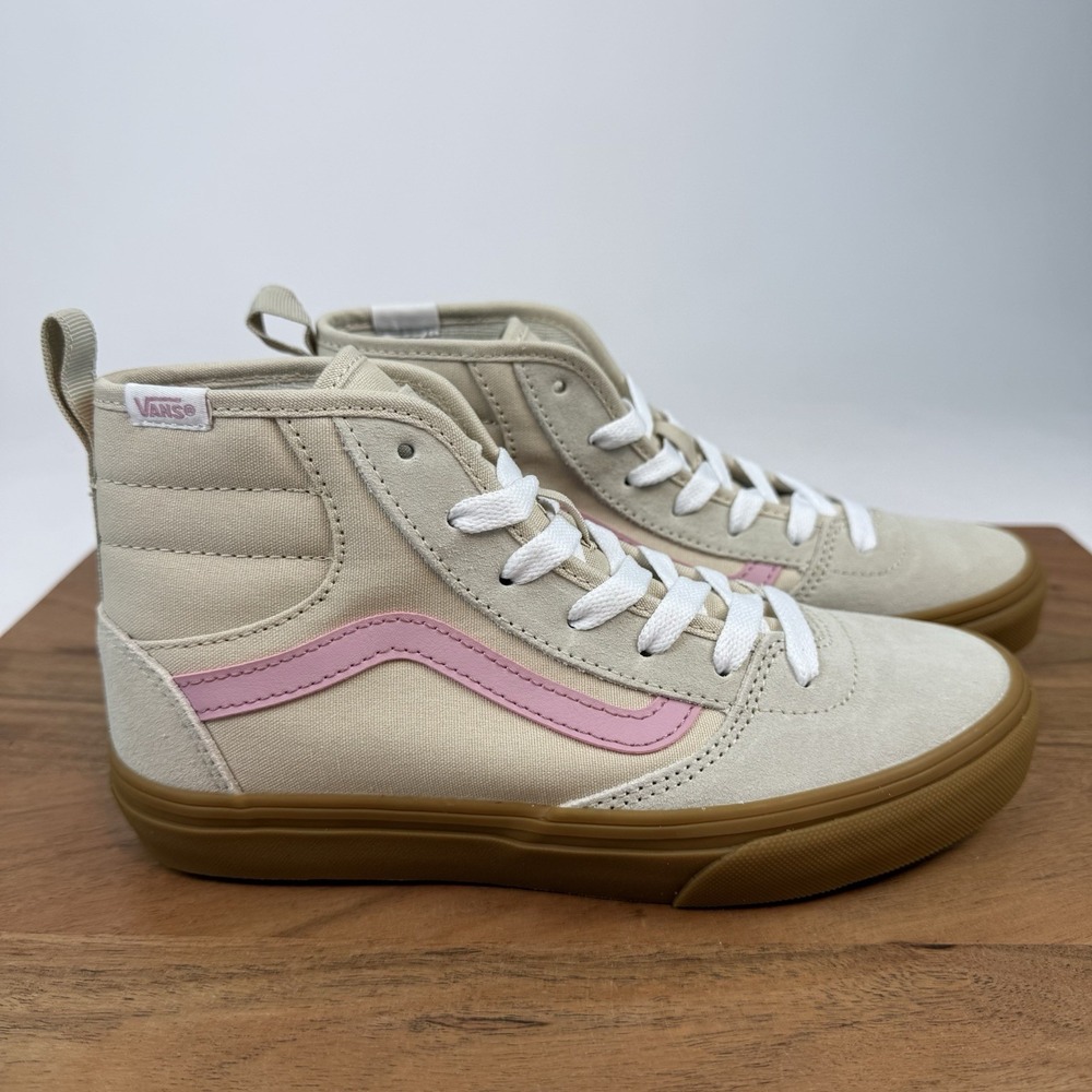 New Big Kids Vans Ashwood Hi Decon Oatmeal Skateboarding Sneakers Shoes 4 Y